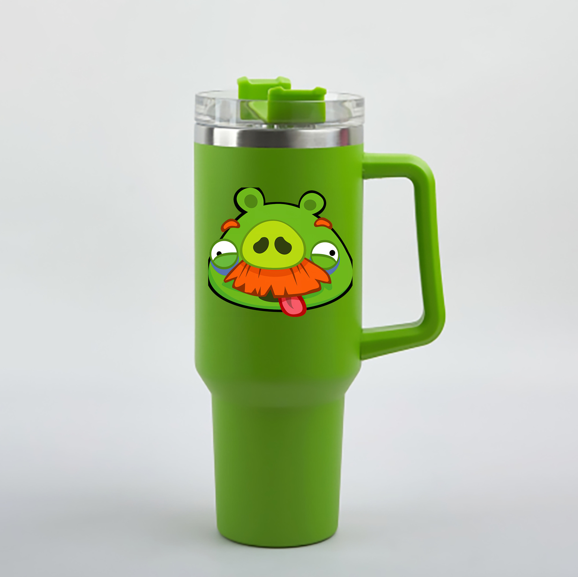 （画像用） Angry Birds アングリーバード 1200mL車用タンブラー - クリスタルステッカー（プラスチックストロー付き）